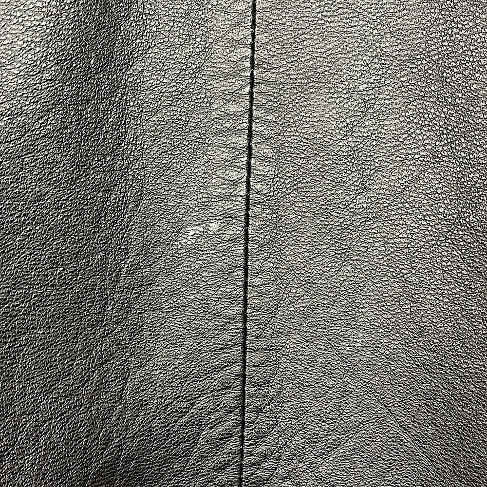 Black Leather Bomber Jacket - Polyester Lining - … - image 4